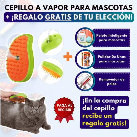 🐶🔥 Cepillo a Vapor para Mascotas + Regalo Exclusivo ¡GRATIS! 🔥😺